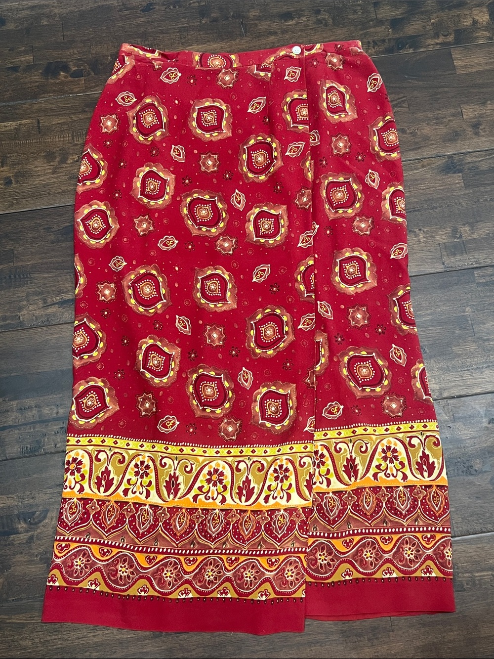 TAO Red Silk Skirt with Paisley Print